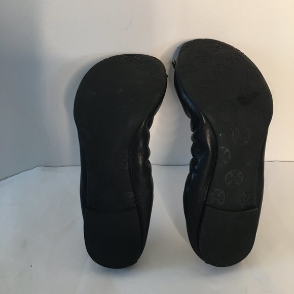 Tory Burch Reese Mestico Black Leather Tassel Ballerina Flats 8 - Picture 10 of 12